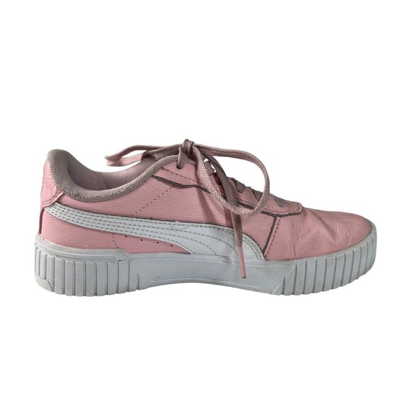 Puma Sneakers Girls Size 4.5 Pink White Casual Lace-Up Shoes - Picture 2 of 11
